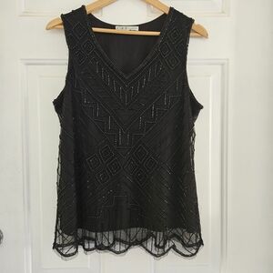 Cleo Women's Black Beaded Top